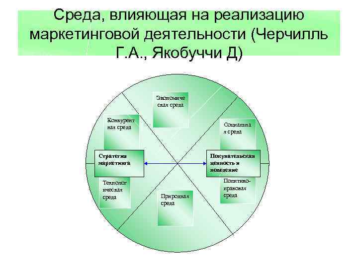 Среда, влияющая на реализацию маркетинговой деятельности (Черчилль Г. А. , Якобуччи Д) Экономиче ская