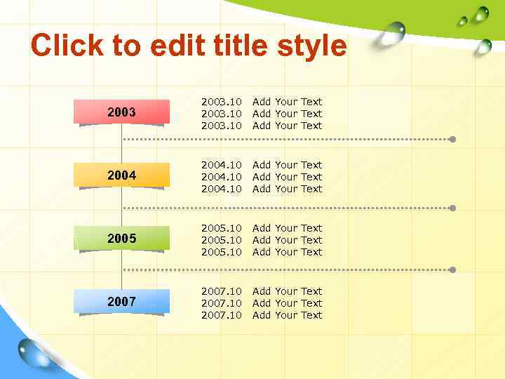 Click to edit title style 2003. 10 Add Your Text 2004. 10 Add Your