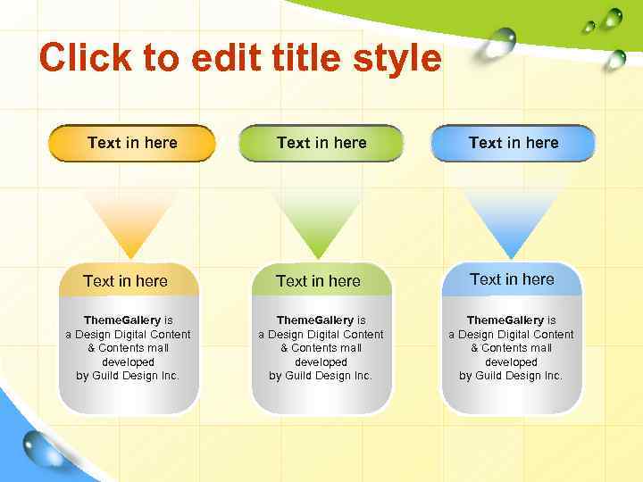 Click to edit title style Text in here Text in here Theme. Gallery is