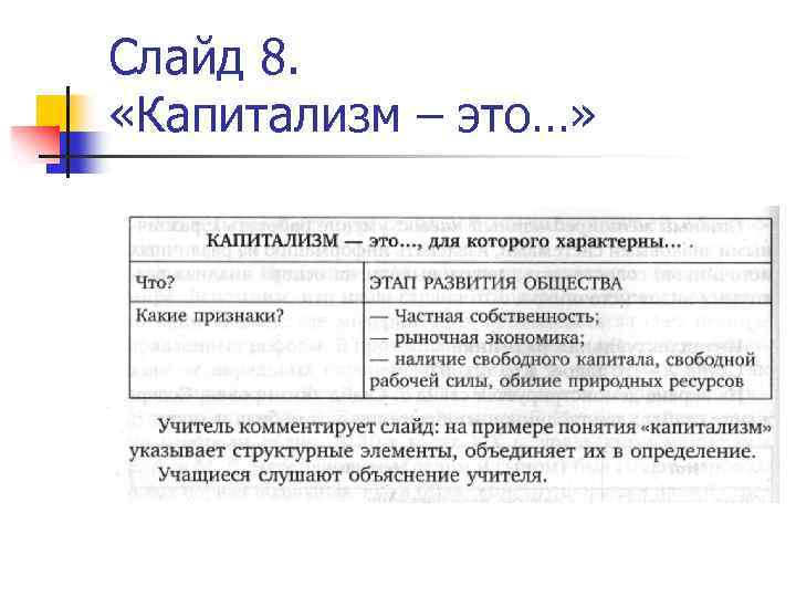 Слайд 8. «Капитализм – это…» 