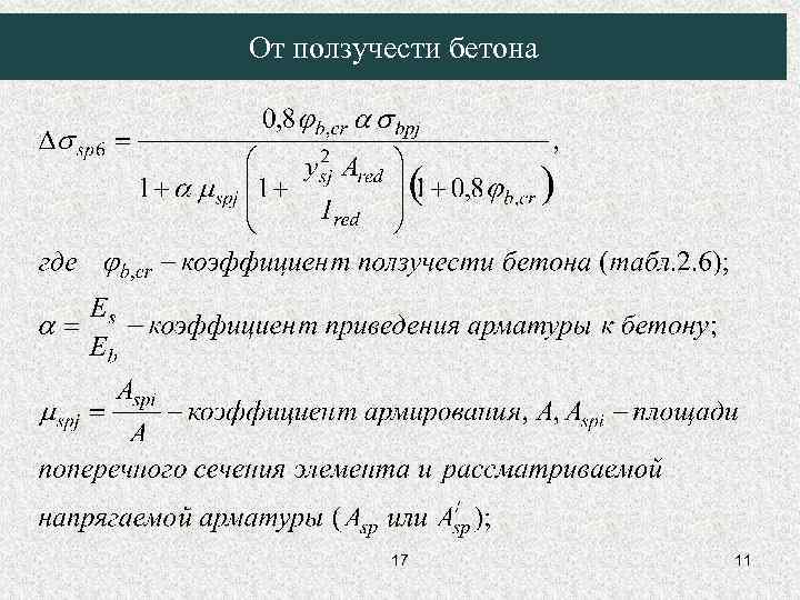 От ползучести бетона 17 11 