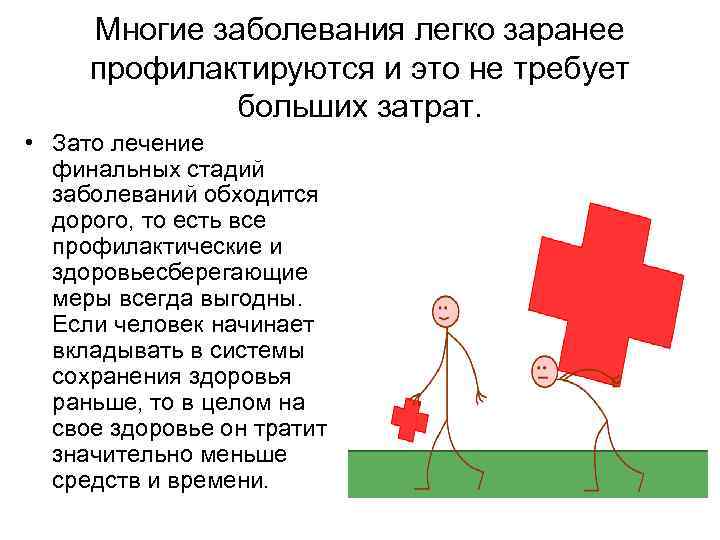 Многие заболевания легко заранее профилактируются и это не требует больших затрат. • Зато лечение