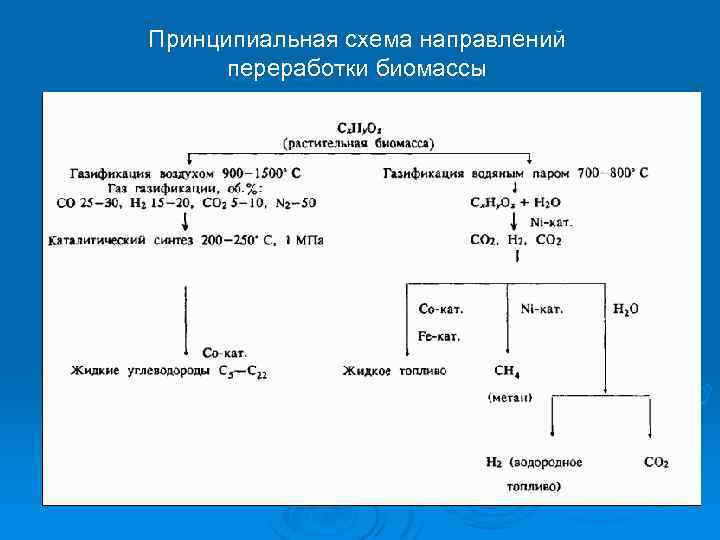 Принципиальная схема направлений переработки биомассы 