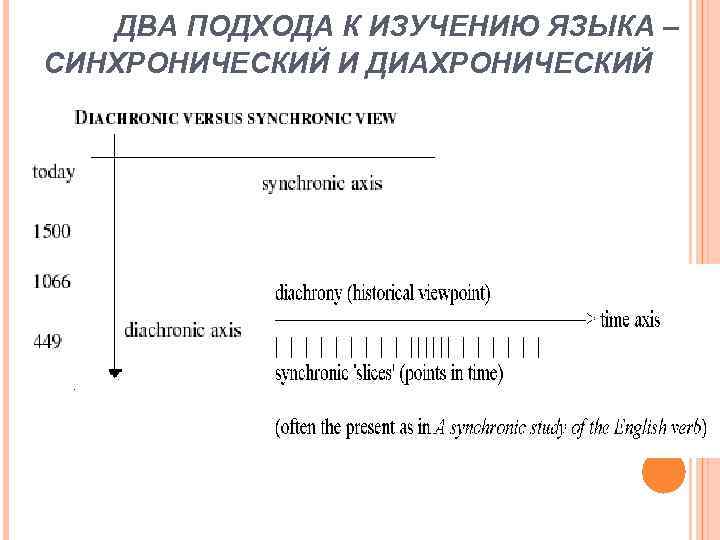 ДВА ПОДХОДА К ИЗУЧЕНИЮ ЯЗЫКА – СИНХРОНИЧЕСКИЙ И ДИАХРОНИЧЕСКИЙ 