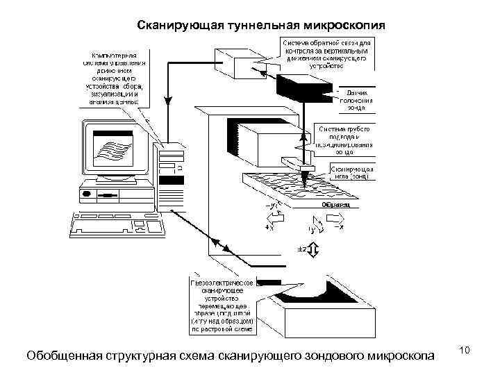 Сканирующая туннельная микроскопия Обобщенная структурная схема сканирующего зондового микроскопа 10 