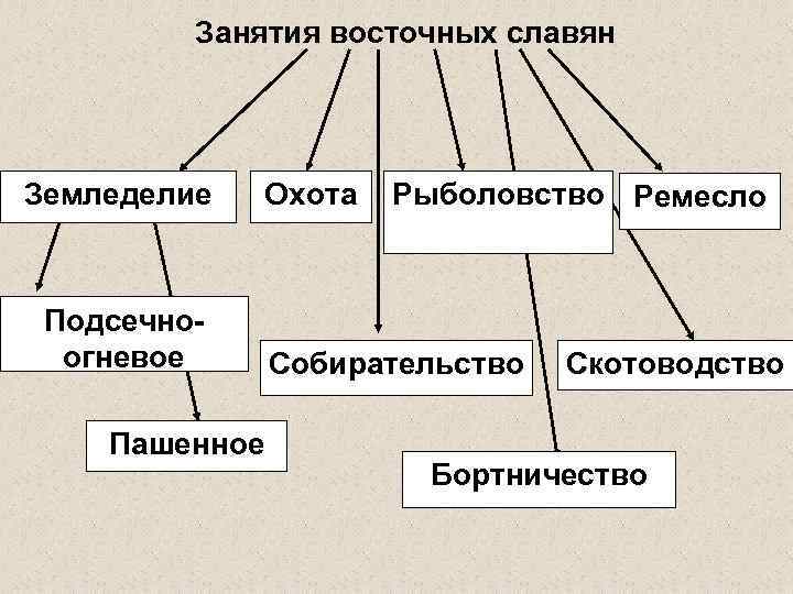 Основные занятия восточных славян