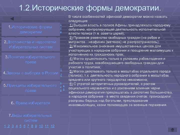 1. 2. Исторические формы демократии. 1. Исторические формы демократии 1 2 3 2. Достоинства