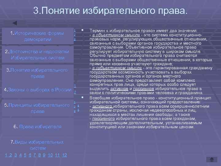3. Понятие избирательного права. 1. Исторические формы демократии 1 2 § 3 2. Достоинства