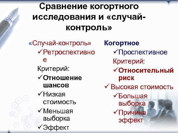 Исследования контроля. Случай-контроль когортные исследования. Когортное исследование отличие от случай контроль. Случай контроль и когортное исследование сходство. Типы исследований когортное случай контроль таблица.