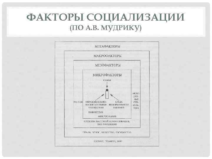 ФАКТОРЫ СОЦИАЛИЗАЦИИ (ПО А. В. МУДРИКУ) 
