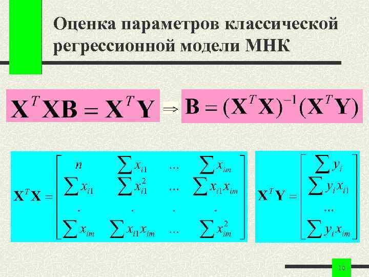 Оценка параметров классической регрессионной модели МНК 10 