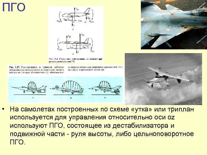 ПГО • На самолетах построенных по схеме «утка» или триплан используется для управления относительно