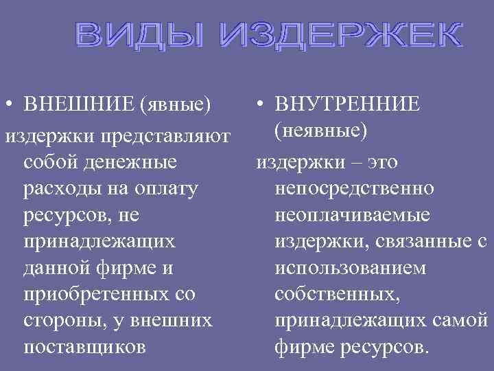 Внешние затраты. Внутренние и внешние издержки примеры. Примеры внутренних и внешних издержек. Виды издержек внутренние и внешние. Внешние явные издержки это.