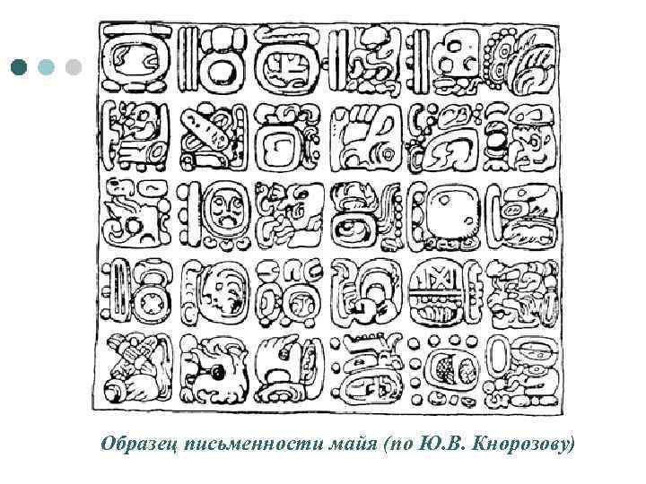 Образец письменности майя (по Ю. В. Кнорозову) 