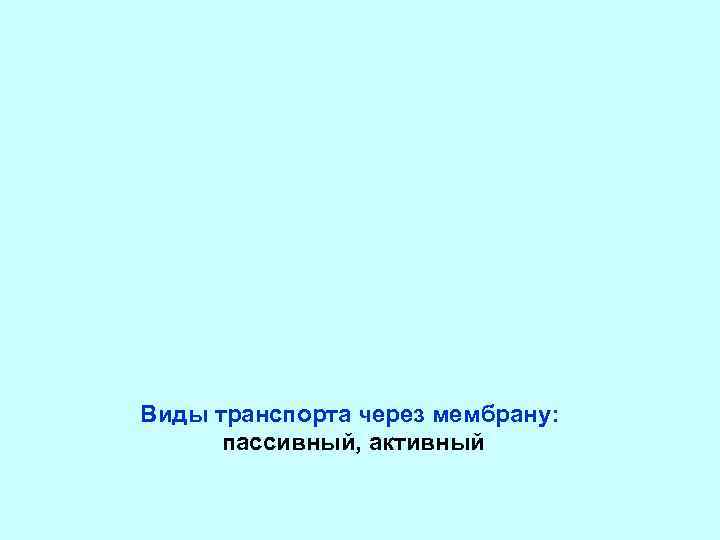 Виды транспорта через мембрану: пассивный, активный 