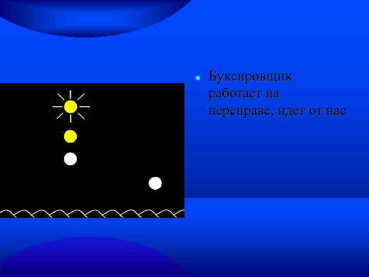  Буксировщик работает на переправе, идет от нас 