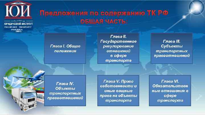 Предложения по содержанию ТК РФ ОБЩАЯ ЧАСТЬ: Глава I. Общие положения Глава II. Государственное