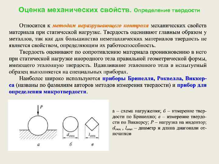 Оценка механических свойств. Определение твердости 