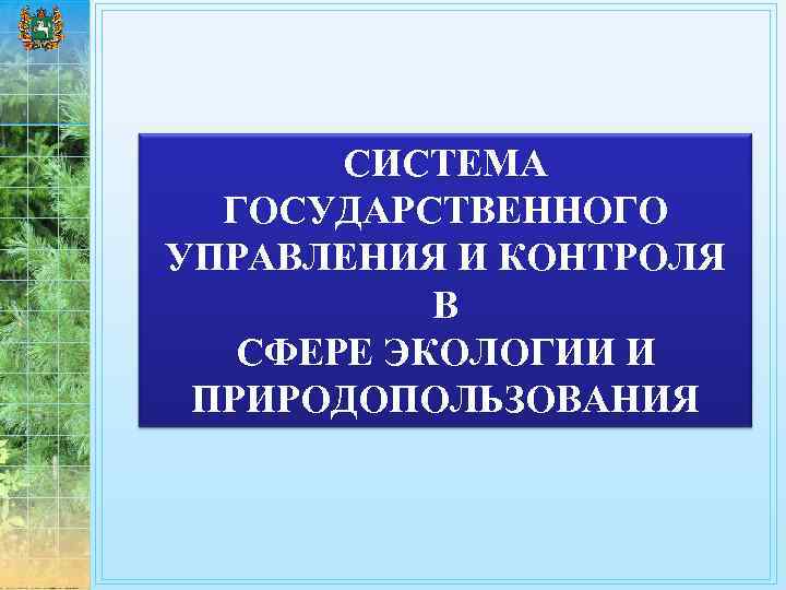 СИСТЕМА ГОСУДАРСТВЕННОГО УПРАВЛЕНИЯ И КОНТРОЛЯ В СФЕРЕ ЭКОЛОГИИ И ПРИРОДОПОЛЬЗОВАНИЯ 