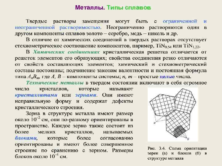 Металлы. Типы сплавов 
