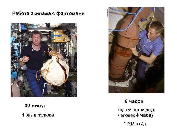 Работа экипажа с фантомами 30 минут 1 раз в полгода 8 часов (при участии