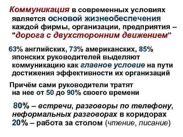 Коммуникация в современных условиях является основой жизнеобеспечения каждой фирмы, организации, предприятия – 