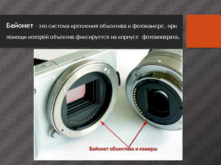 У каждого производителя своя конструкция байонета Canon:     Nikon:  