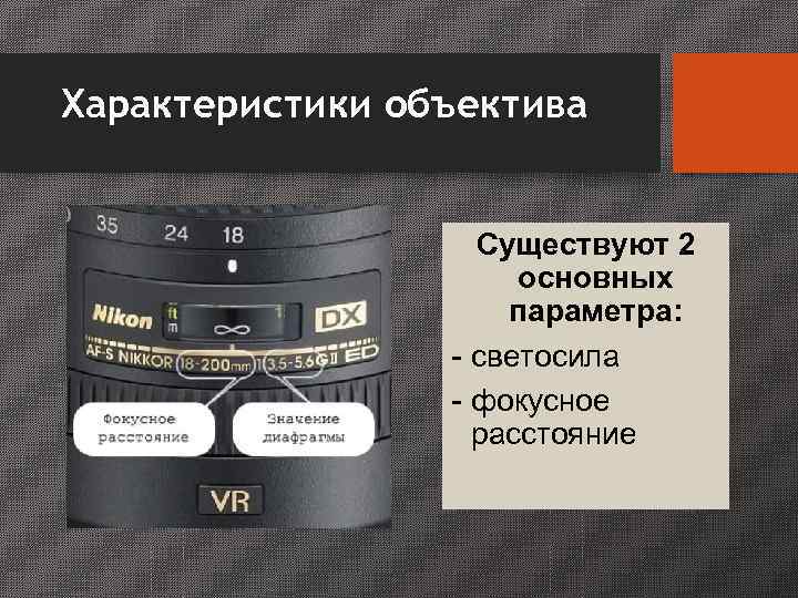 Светосила – способность объектива  пропускать свет • Светосила определяется значением диафрагмы в открытом