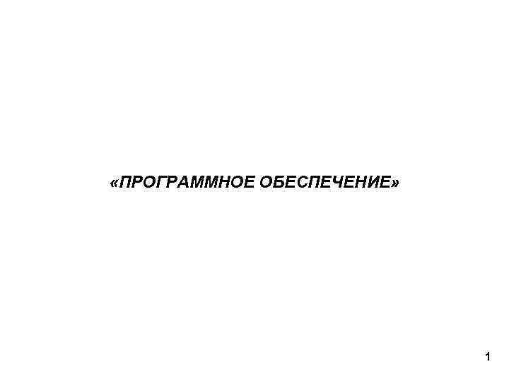  «ПРОГРАММНОЕ ОБЕСПЕЧЕНИЕ» 1 