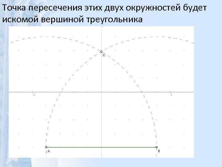 Точка пересечения этих двух окружностей будет искомой вершиной треугольника 