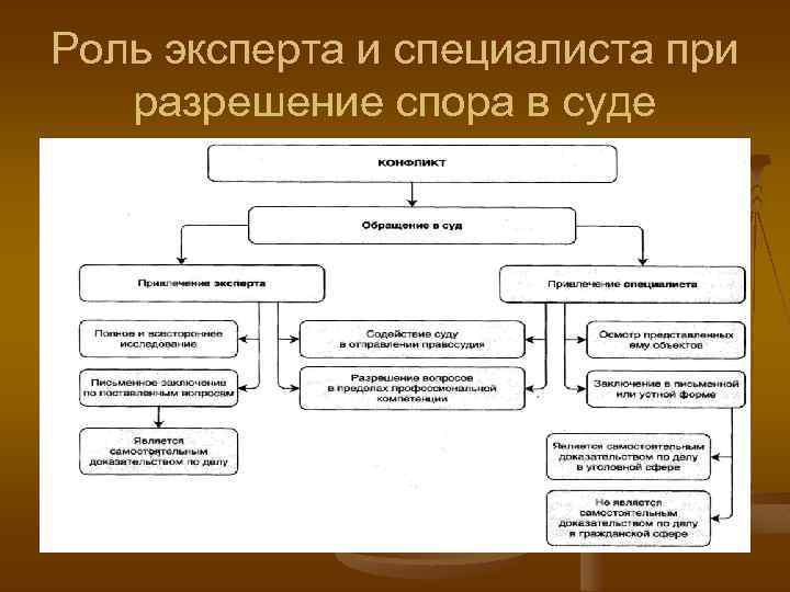 Роль эксперта и специалиста при разрешение спора в суде 