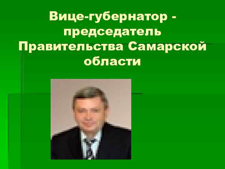 Вице-губернатор председатель Правительства Самарской области 