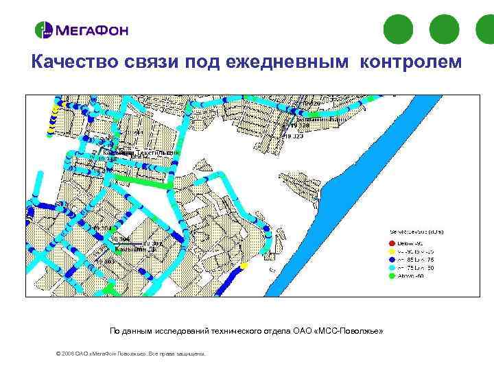 Качество связи под ежедневным контролем По данным исследований технического отдела ОАО «МСС-Поволжье» © 2006