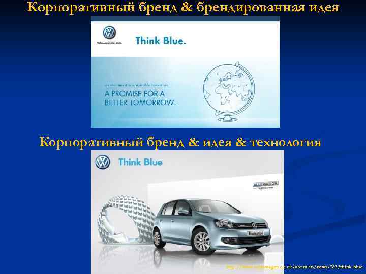 Корпоративный бренд & брендированная идея Корпоративный бренд & идея & технология http: //www. volkswagen.