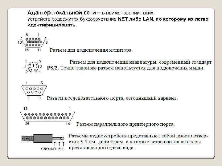 Адаптер локальной сети – в наименовании таких устройств содержится буквосочетание NET либо LAN, по