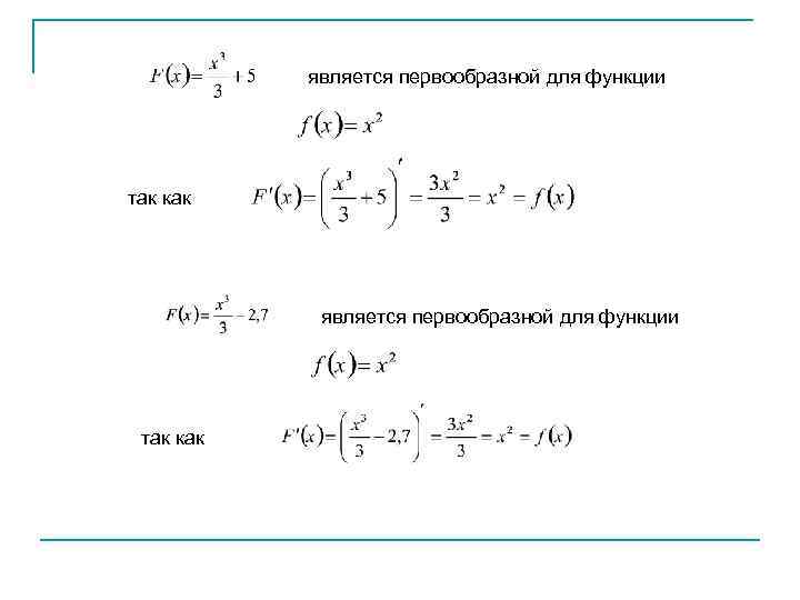 является первообразной для функции так как 