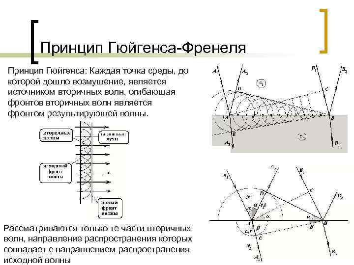  Принцип Гюйгенса-Френеля Принцип Гюйгенса: Каждая точка среды, до которой дошло возмущение, является источником