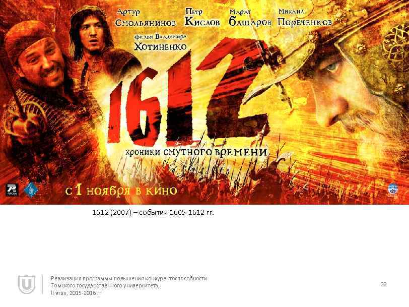 1612 (2007) – события 1605 -1612 гг. Реализация программы повышения конкурентоспособности Томского государственного университета,