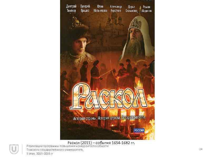 Раскол (2011) – события 1654 -1682 гг. Реализация программы повышения конкурентоспособности Томского государственного университета,