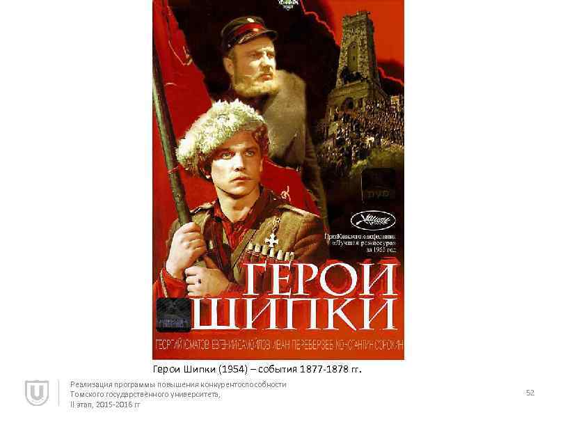 Герои Шипки (1954) – события 1877 -1878 гг. Реализация программы повышения конкурентоспособности Томского государственного