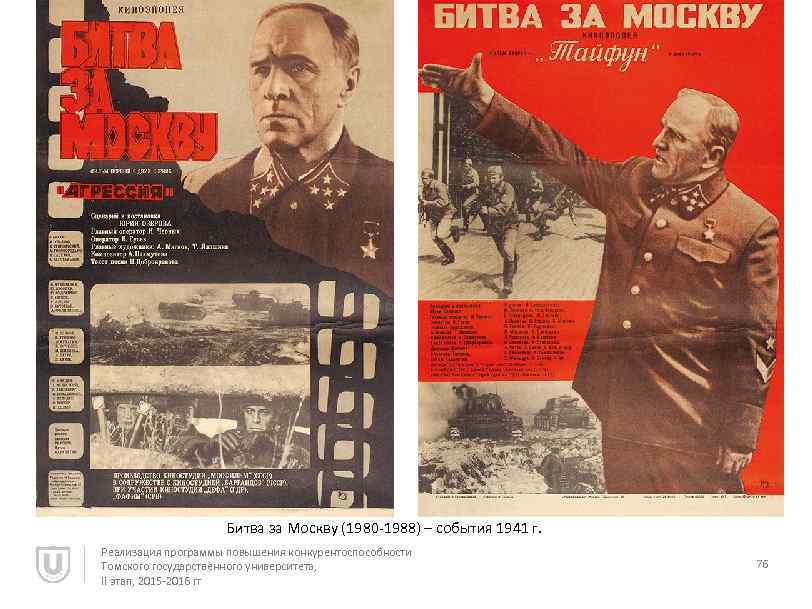 Битва за Москву (1980 -1988) – события 1941 г. Реализация программы повышения конкурентоспособности Томского