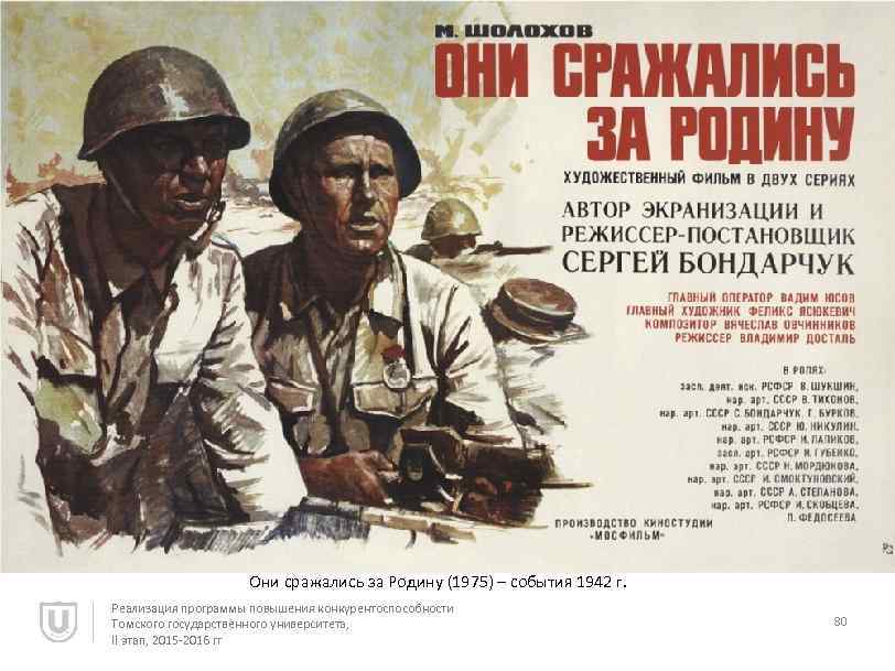 Они сражались за Родину (1975) – события 1942 г. Реализация программы повышения конкурентоспособности Томского