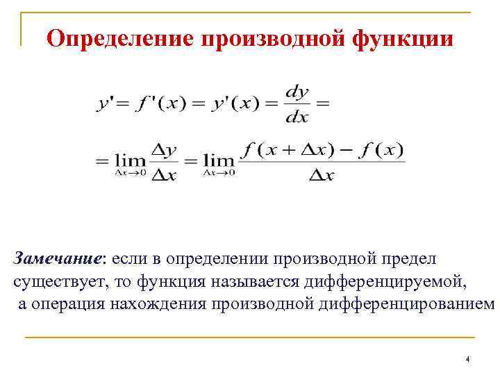 Определение производной. Определение производной функции. Производная функции одной переменной. Производная это предел. Производная определение.