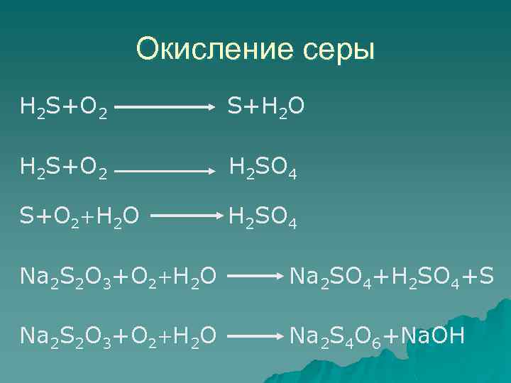 Окисление серы 4 кислородом