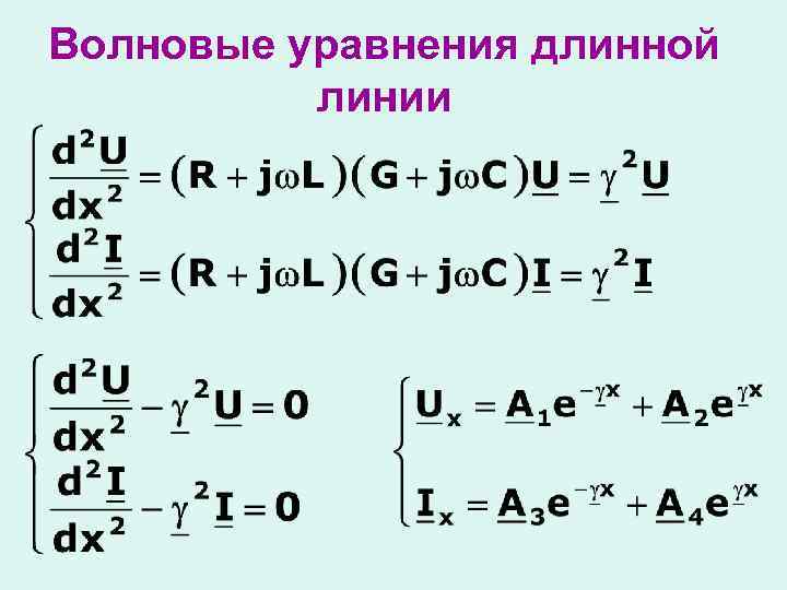 Волновые уравнения длинной линии 