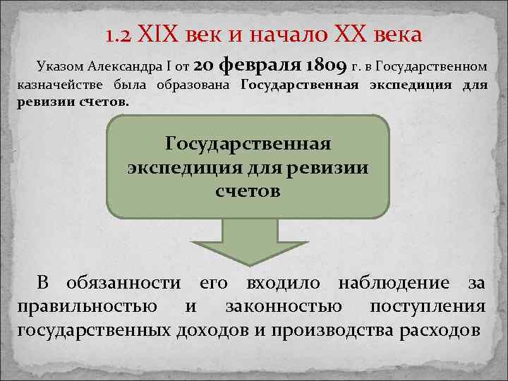 1. 2 XIX век и начало XX века Указом Александра I от 20 февраля
