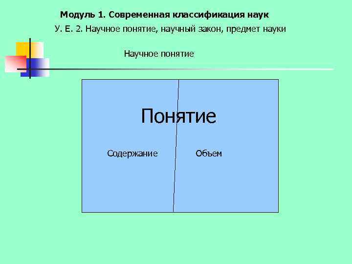 Модуль 1. Современная классификация наук У. Е. 2. Научное понятие, научный закон, предмет науки