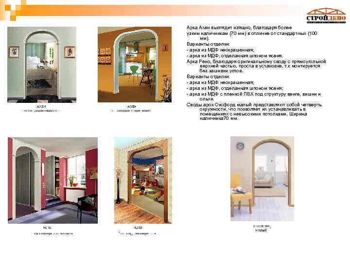 Арка Ахен выглядит изящно, благодаря более узким наличникам (70 мм) в отличие от стандартных