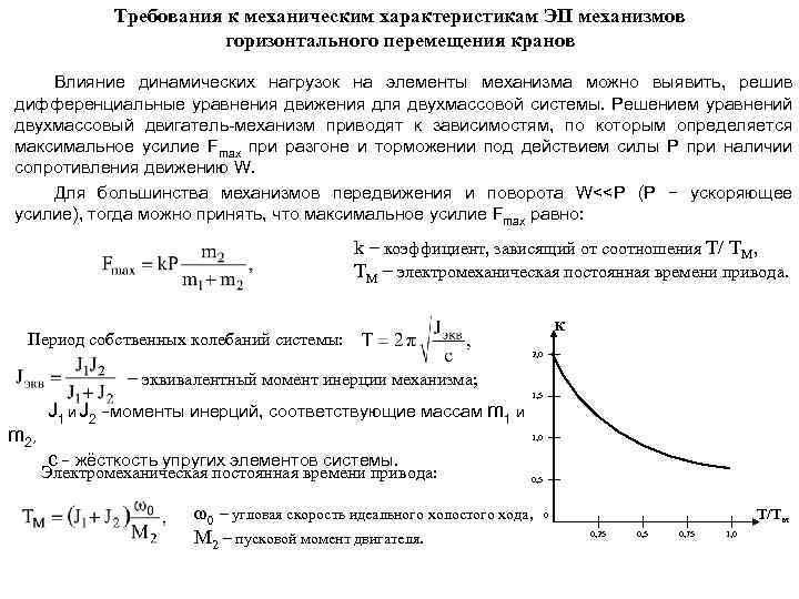 Требования к механическим характеристикам ЭП механизмов горизонтального перемещения кранов Влияние динамических нагрузок на элементы