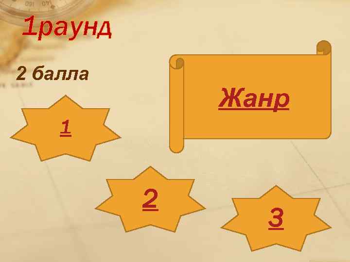 1 раунд 2 балла Жанр 1 2 3 